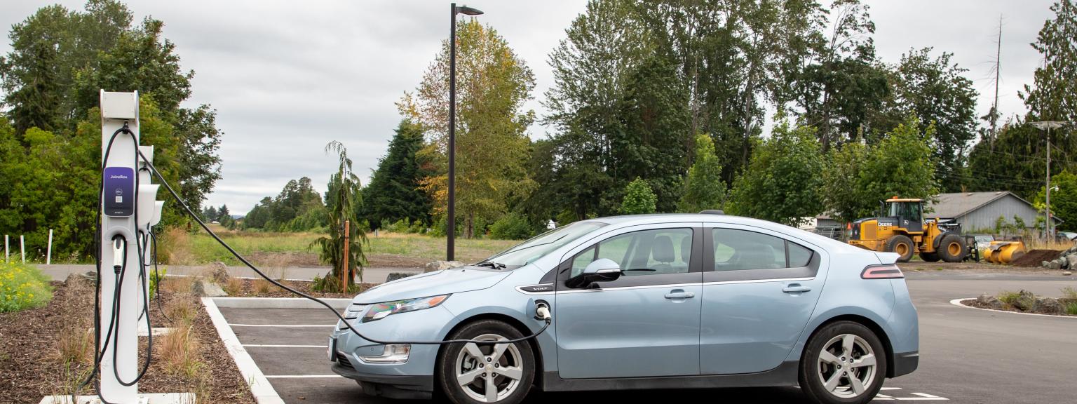 electric car at charging station