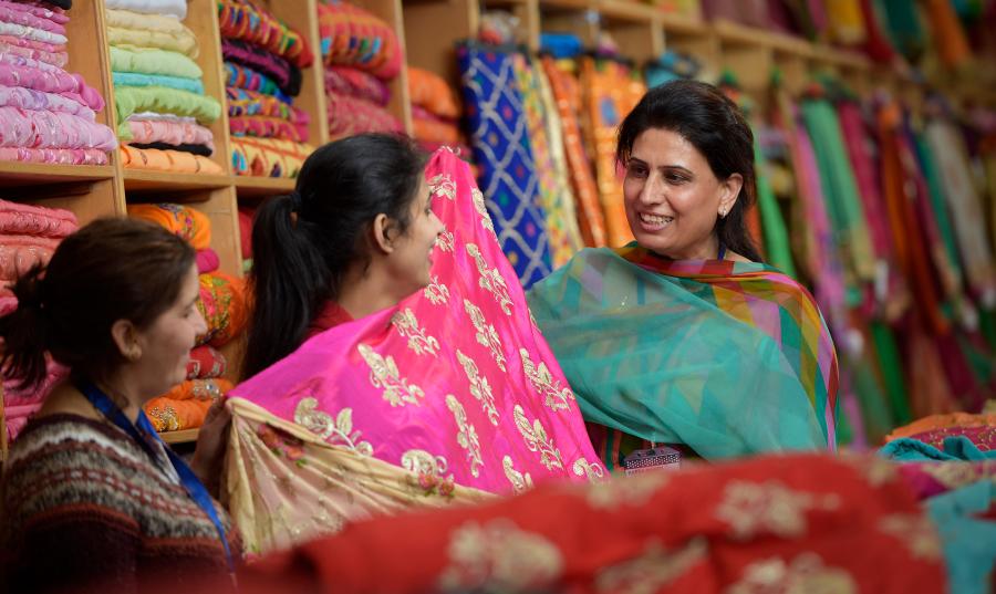 Person browsing wares in store