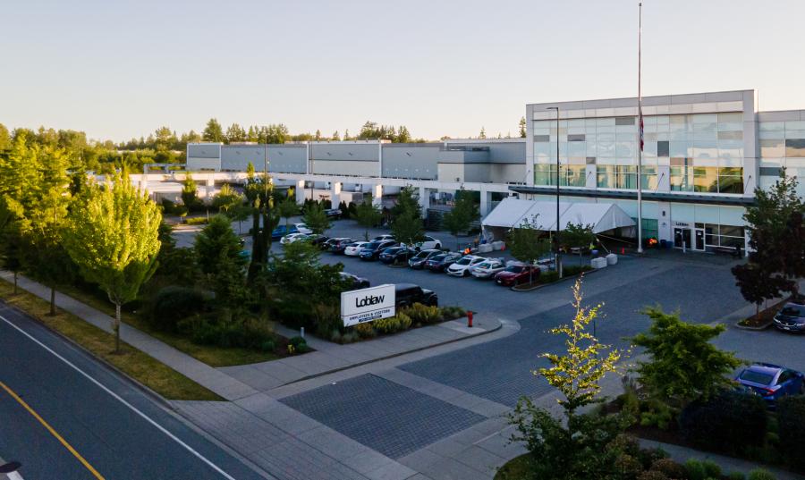 aerial of grocery warehouse