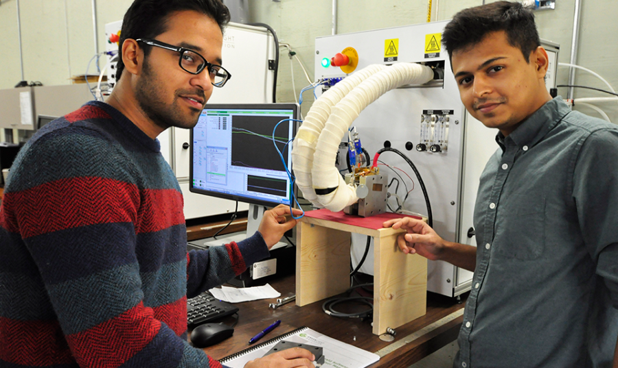 Simon Fraser University students with a project