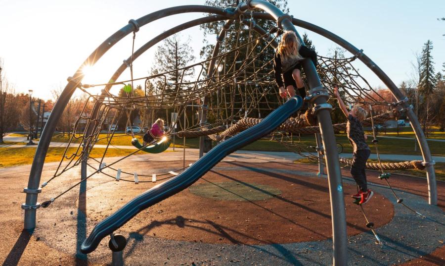 Kids playing at Holland Park in Surrey City Centre