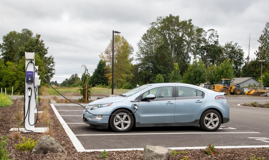 electric car at charging station