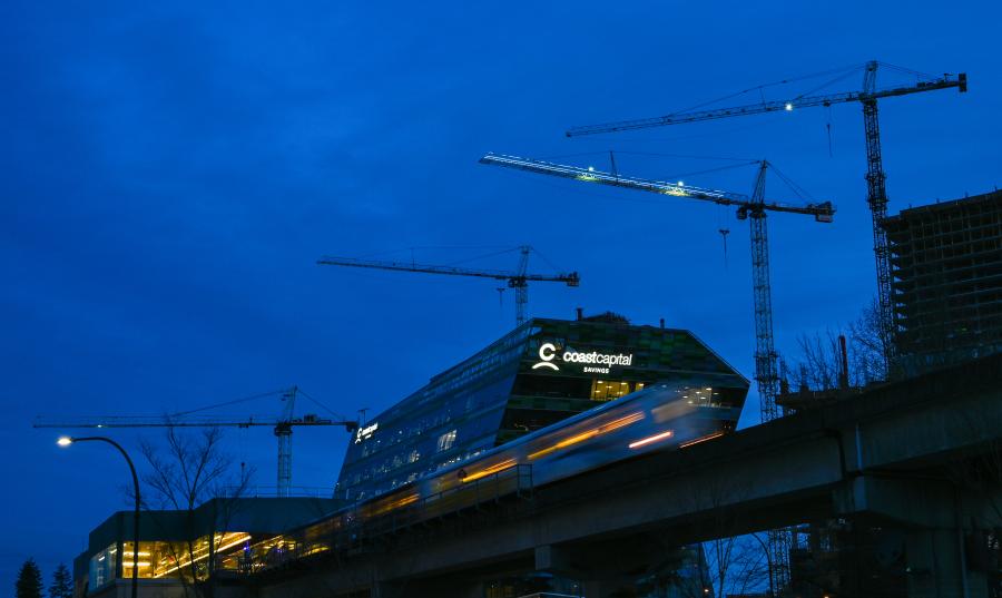 Coast Capital Building in Surrey, construction and public transit