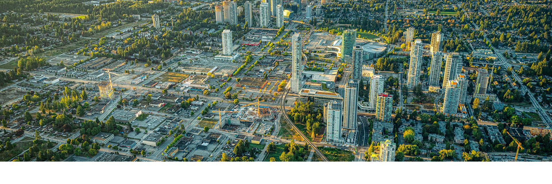 Aerial view of Surrey's city centre